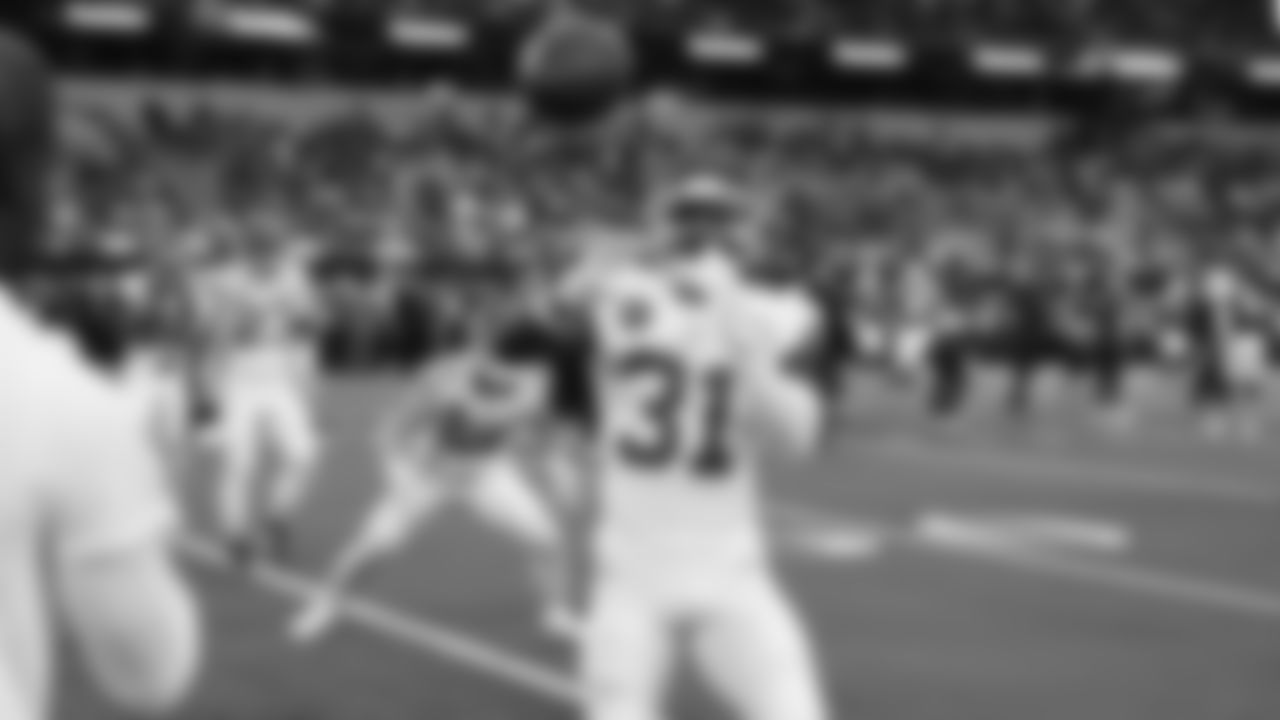 Kansas City Chiefs linebacker Jeffrey Bassa (31) warms up prior to a week 13 NFL football game against the Dallas Cowboys on Thursday, November 27, 2025 in Arlington, TX.