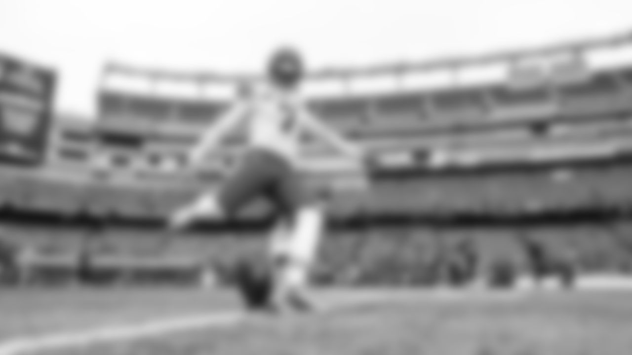 Kansas City Chiefs kicker Harrison Butker (7) warming up prior to the regular season Week 15 NFL Football Game in Foxborough, MA on Sunday, December 17, 2023.