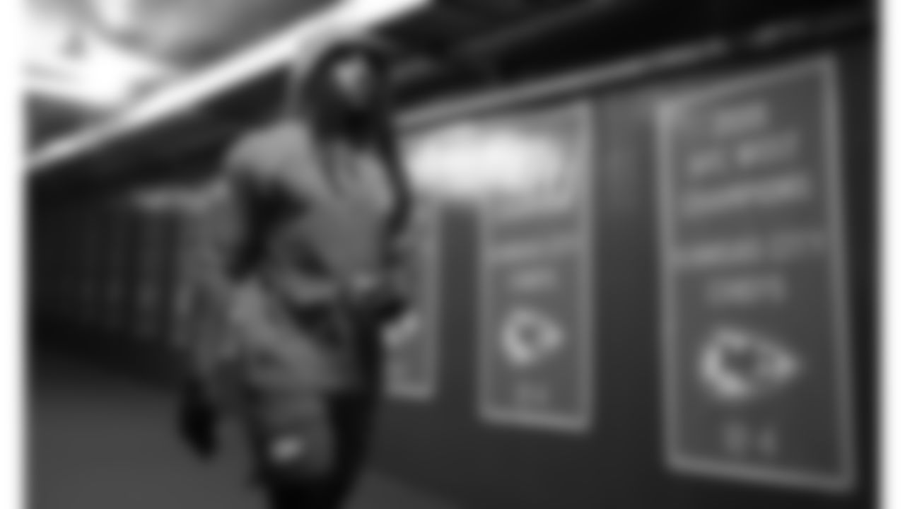 Kansas City Chiefs linebacker Nick Bolton (32) walks down the 50-yard tunnel prior to a week 8 NFL Football game against the Washington Commanders on Monday, October 27, 2025 in Kansas City, MO.