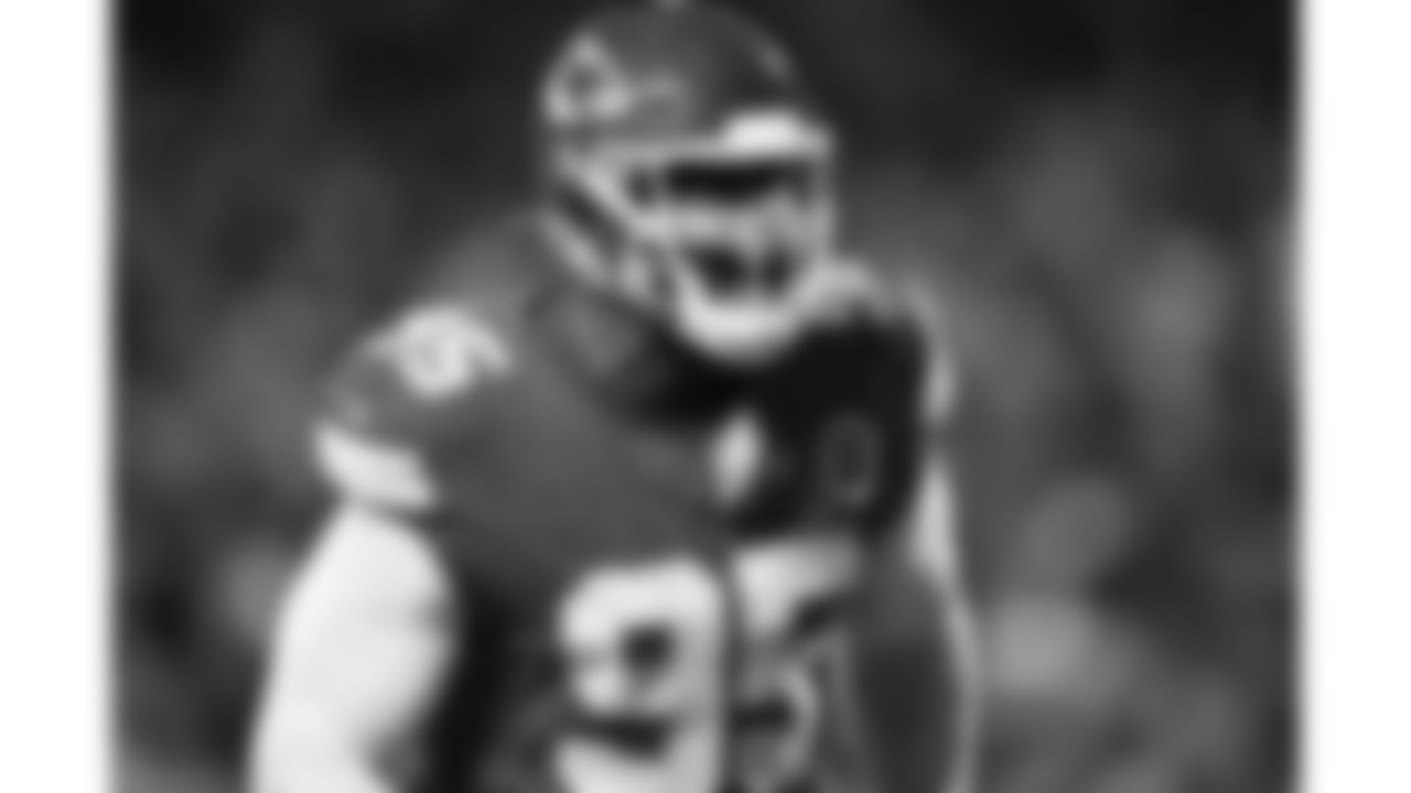 Kansas City Chiefs defensive tackle Chris Jones (95) celebrates during a week 14 NFL football game against the Houston Texans, Sunday, December 7, 2025 in Kansas City, MO.