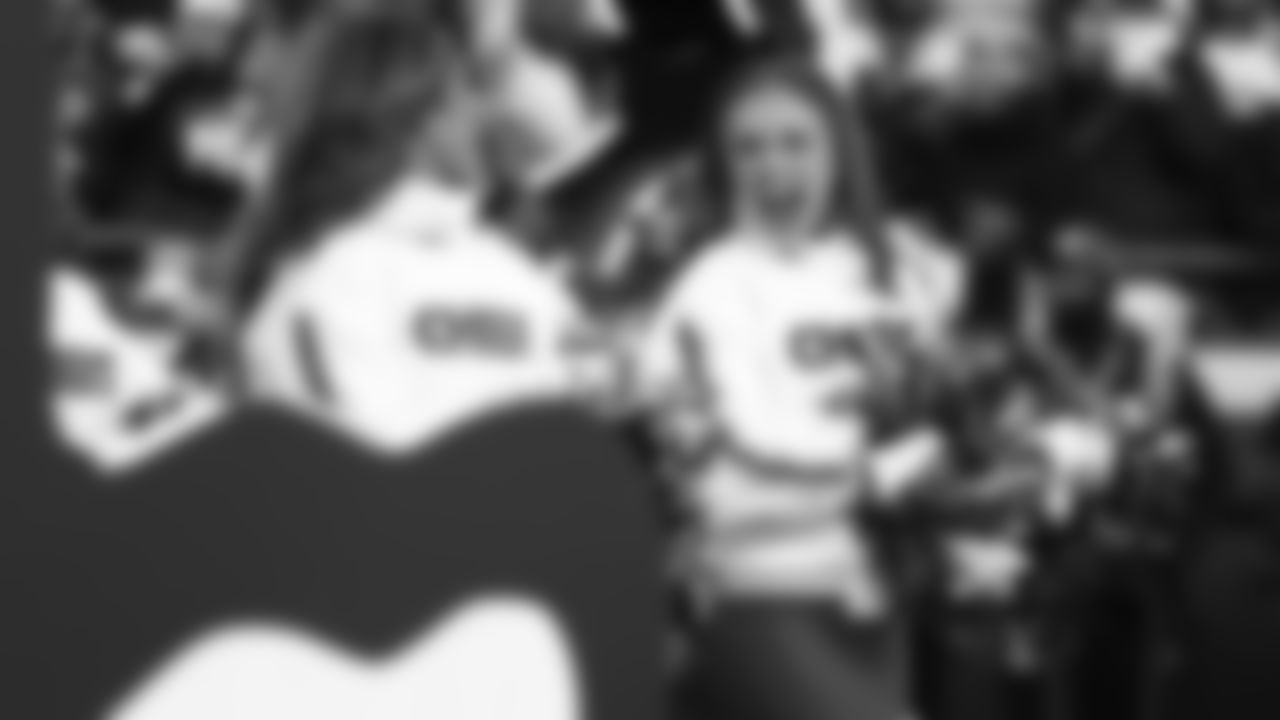 Kansas City Chiefs Cheerleaders prepare to enter the field prior to a week 15 NFL Football game against the Los Angeles Chargers on Sunday, December 14, 2025 in Kansas City, MO.