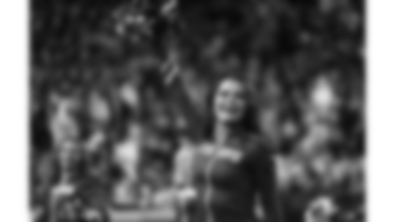 The Kansas City Chiefs Cheerleaders and Entertainment teams during a week 17 NFL Football game against the Denver Broncos on December 25, 2025 in Kansas City, MO.