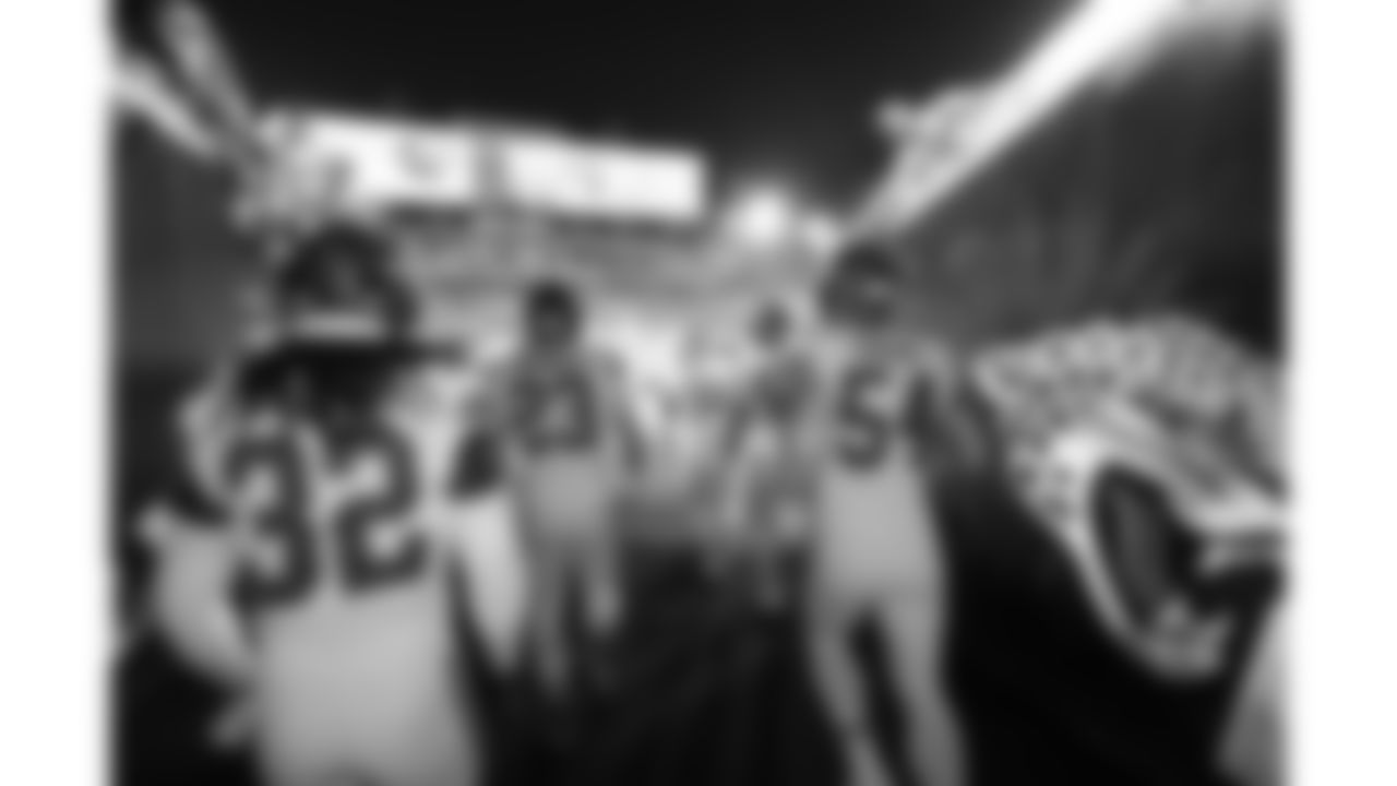 The linebackers take the field prior to a week 5 NFL football game against the Jacksonville Jaguars, Monday, October 6, 2025, in Jacksonville, FL.