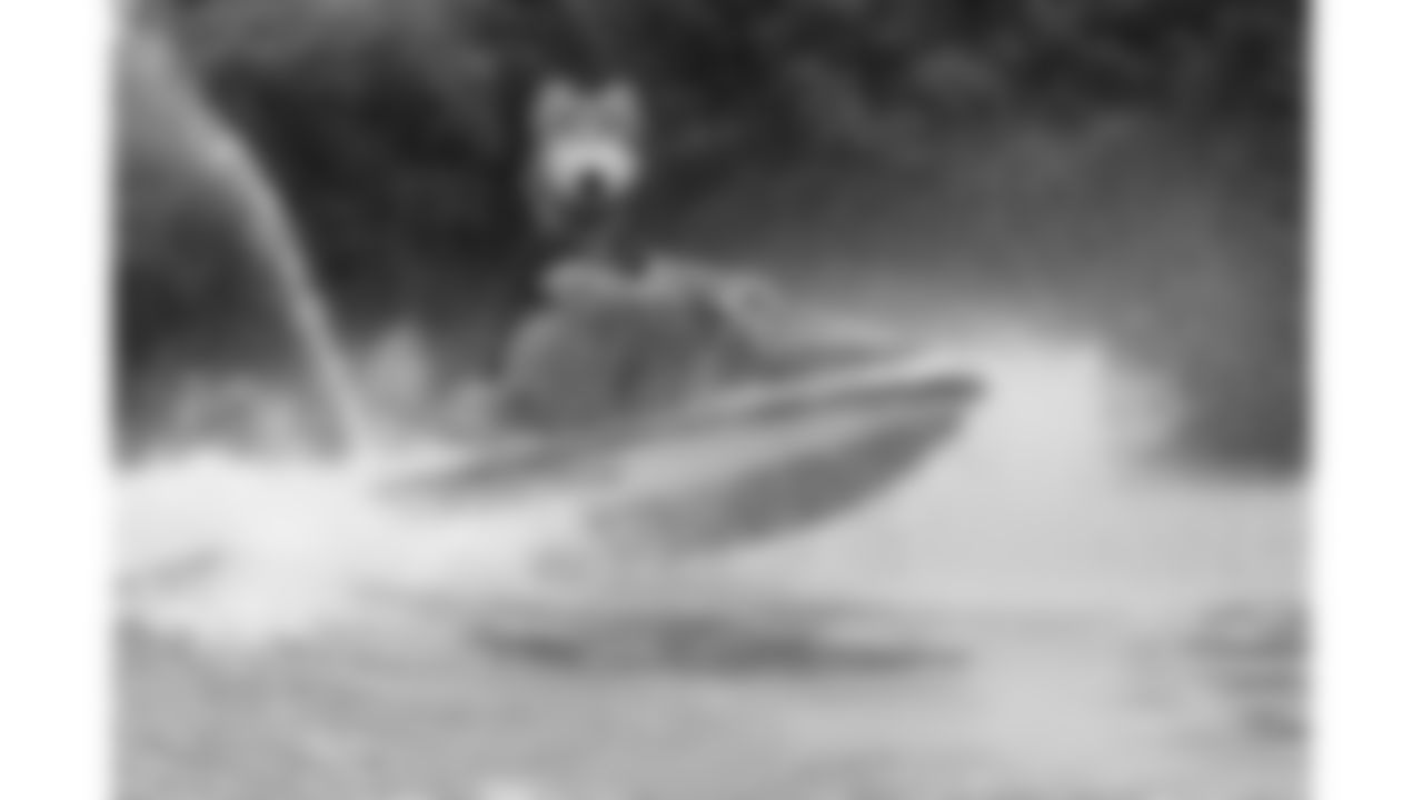 KC Wolf rides a jet ski, July 9, 2021.