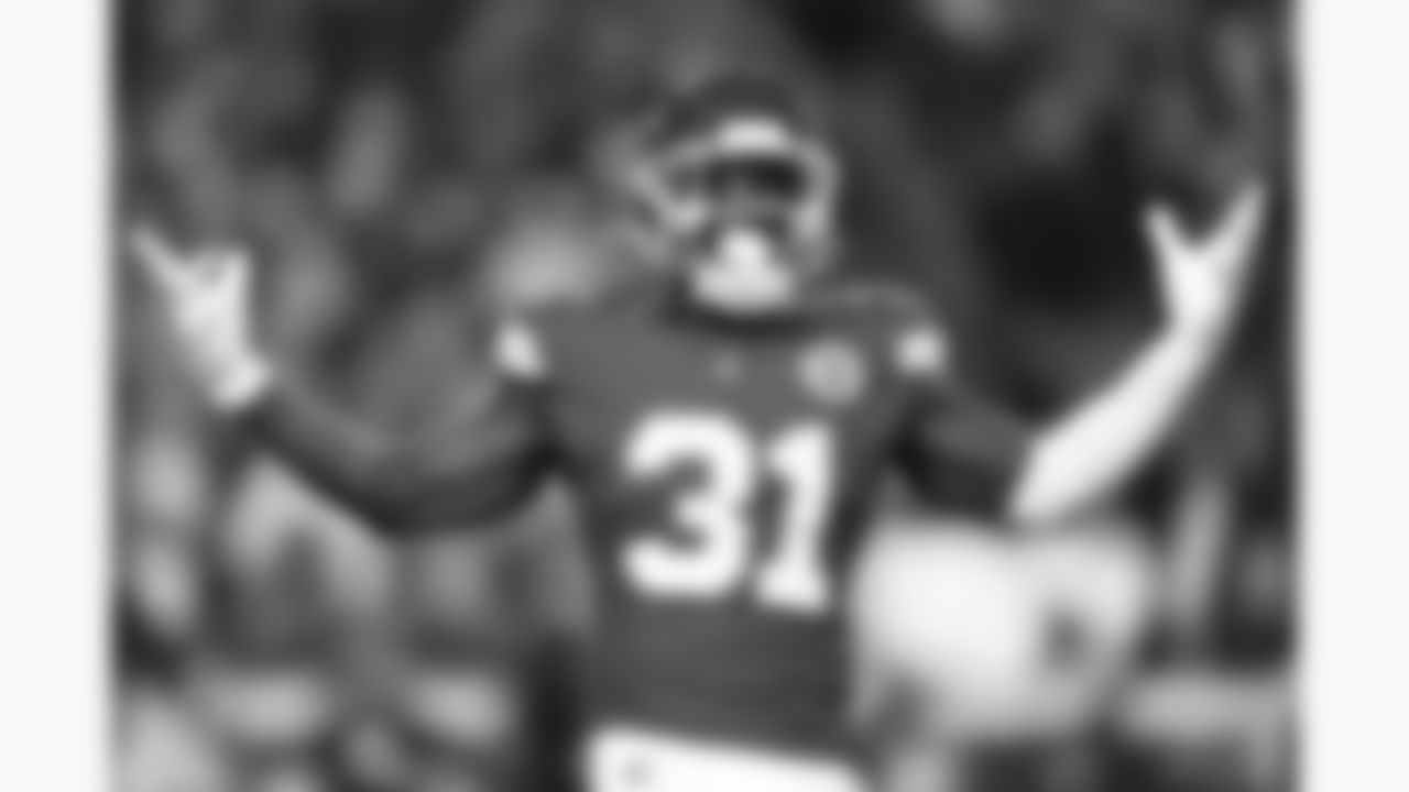 Kansas City Chiefs linebacker Jeffrey Bassa (31) celebrates a stop during a week 8 NFL Football game against the Washington Commanders on Monday, October 27, 2025 in Kansas City, MO.