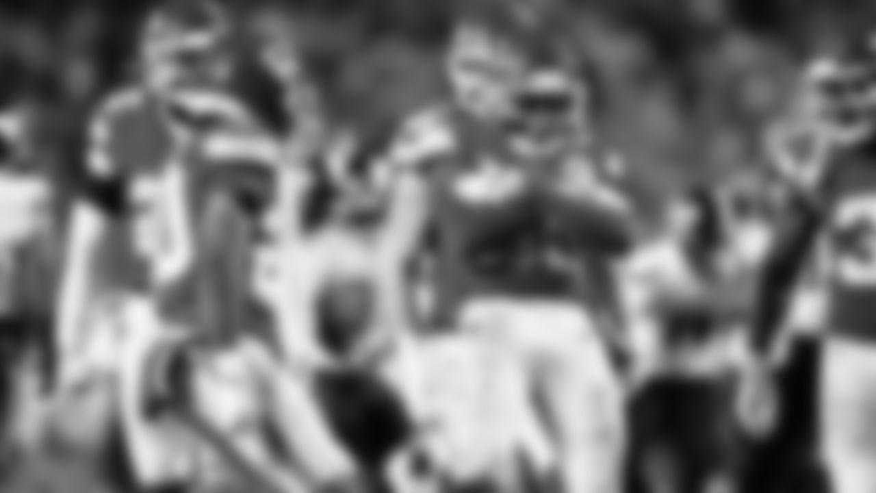 Kansas City Chiefs defensive back Kevin Knowles (38) celebrates during an NFL week 14 matchup against the Houston Texans, Sunday December 7, 2025.