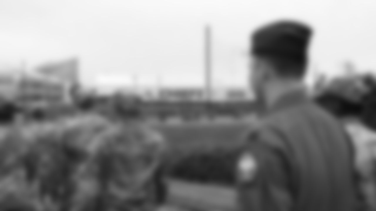 Service members from the Whiteman U.S. Air Force Base arrive at day 1 of the season ticket member Season Ticket Member First Look Event on Tuesday June 17, 2025 in Kansas City, MO.