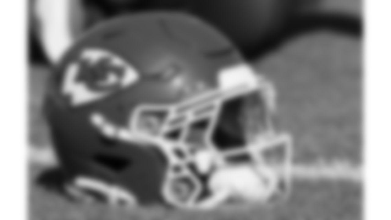 A helmet during practice on Thursday October 16, 2025 in Kansas City, MO.