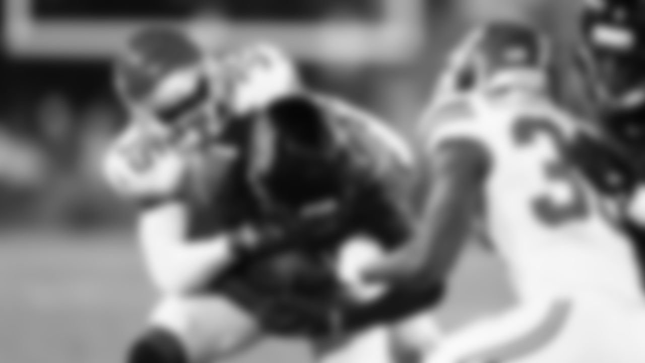 Kansas City Chiefs cornerback Jaylen Watson (35) makes a tackle during a week 5 NFL football game against the Jacksonville Jaguars, Monday, October 6, 2025, in Jacksonville, FL.