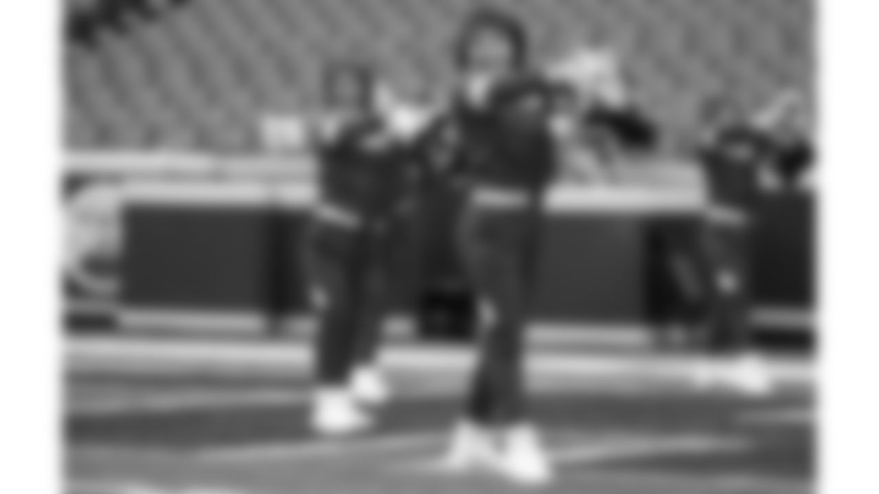 Kansas City Chiefs Cheerleaders practice on the field prior to a week 14 NFL Football game against the Houston Texans on Sunday, December 7, 2025 in Kansas City, MO.