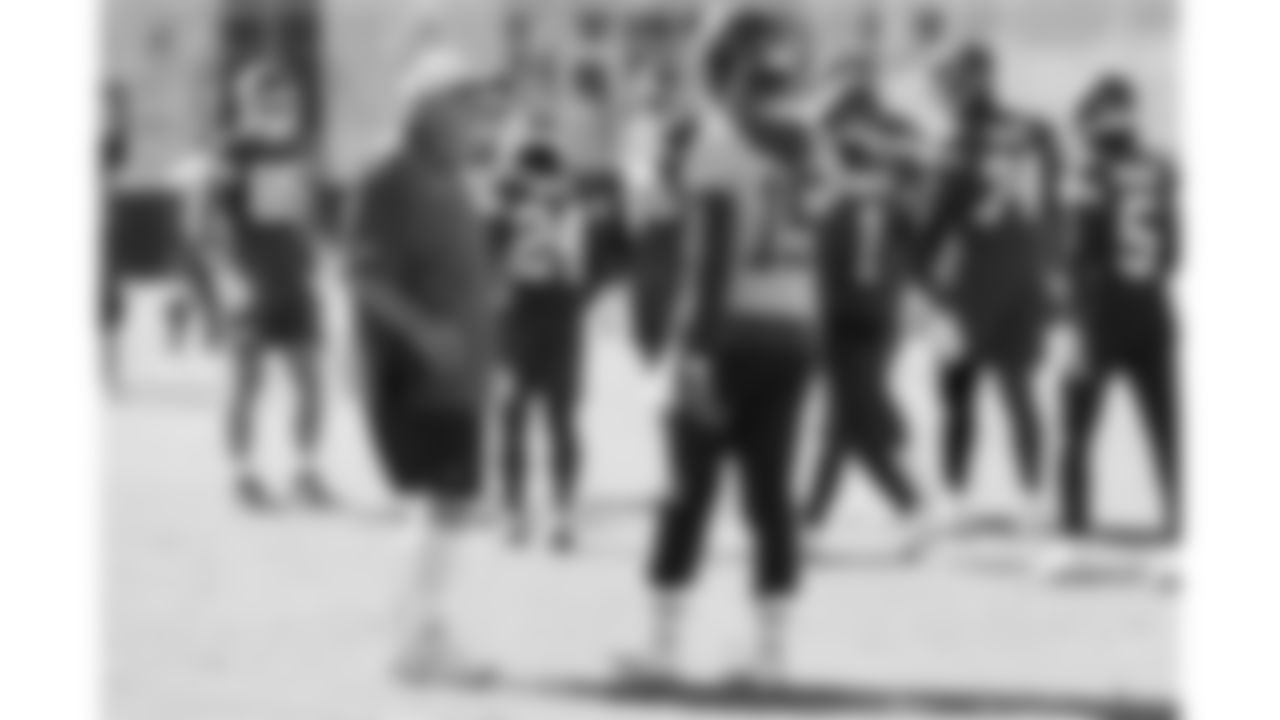 Kansas City Chiefs Head Coach Andy Reid and Kansas City Chiefs quarterback Patrick Mahomes (15) during practice on Thursday October 16, 2025 in Kansas City, MO.