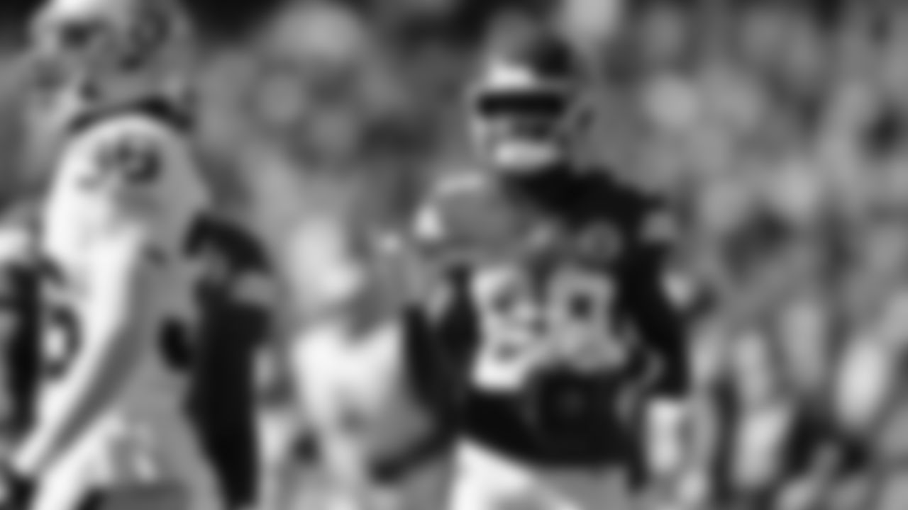 Kansas City Chiefs wide receiver Tyquan Thornton (80) after the catch during a week 7 NFL Football game against the Las Vegas Raiders on Sunday, October 19, 2025 in Kansas City, MO.