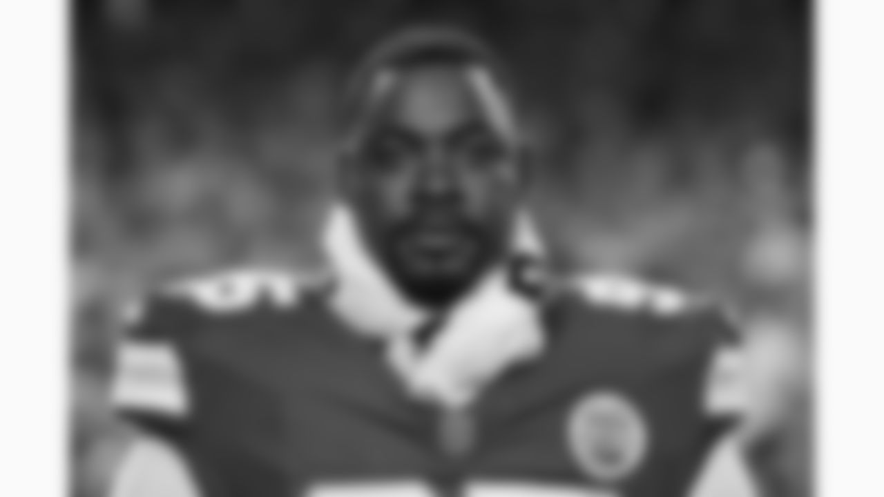 A close up portrait of Kansas City Chiefs defensive tackle Chris Jones (95) during the National Anthem prior to the week 6 NFL football game against the Detroit Lions, Sunday, October 12, 2025 in Kansas City, MO.