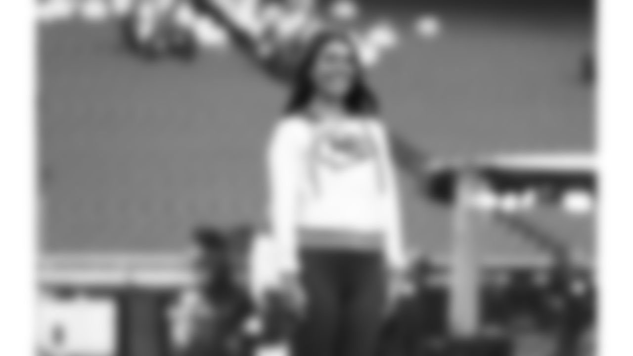 The Kansas City Chiefs Cheerleaders and Entertainment teams prior to a week 17 NFL Football game against the Denver Broncos on December 25, 2025 in Kansas City, MO.