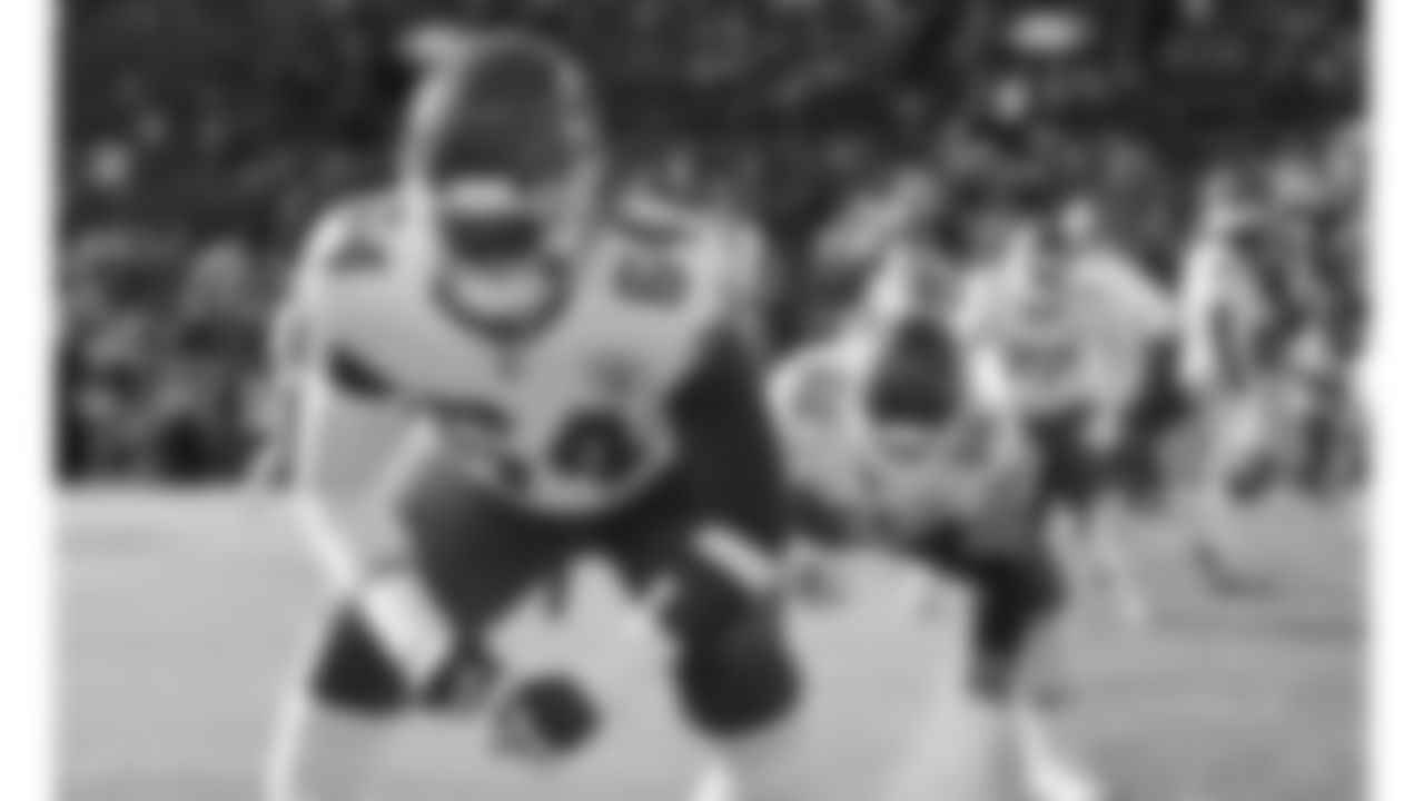 Kansas City Chiefs offensive tackle Wanya Morris (64) warms up prior to a week 11 NFL Football game against the Denver Broncos on Sunday, November 16, 2025 in Denver, Colorado.