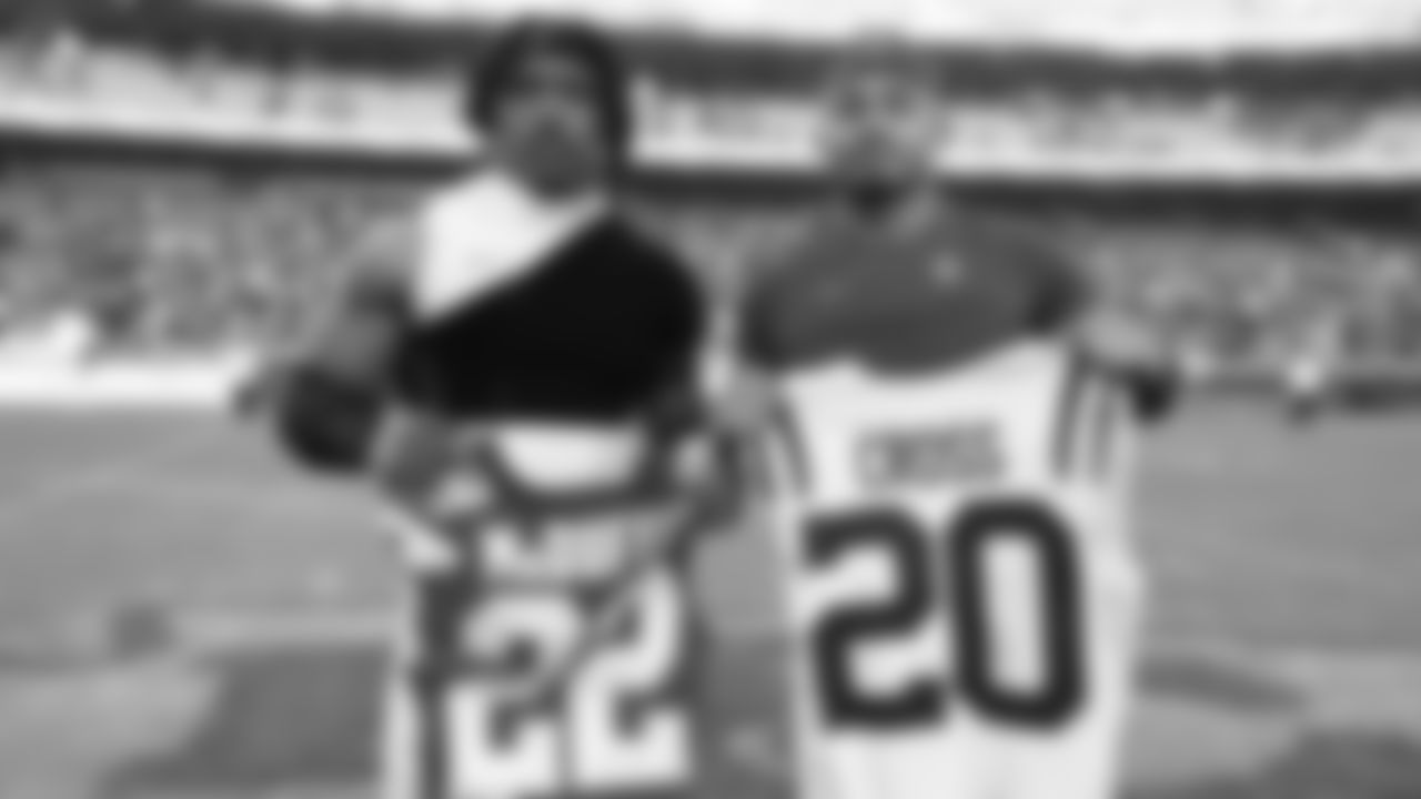 Kansas City Chiefs cornerback Trent McDuffie (22) jersey swaps with Indianapolis Colts safety Nick Cross (20) after a week 12 NFL Football game against the Indianapolis Colts on Sunday, November 23, 2025 in Kansas City, MO