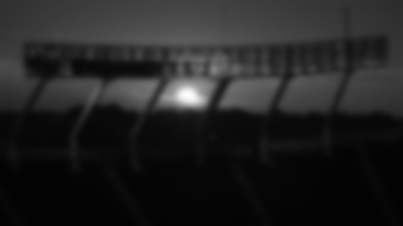 A silhouette of the stadium lights at sunrise at GEHA Field at Arrowhead Stadium ahead of the week 2 NFL football game against the Philadelphia Eagles, Sunday, September 14, 2025 in Kansas City, MO.