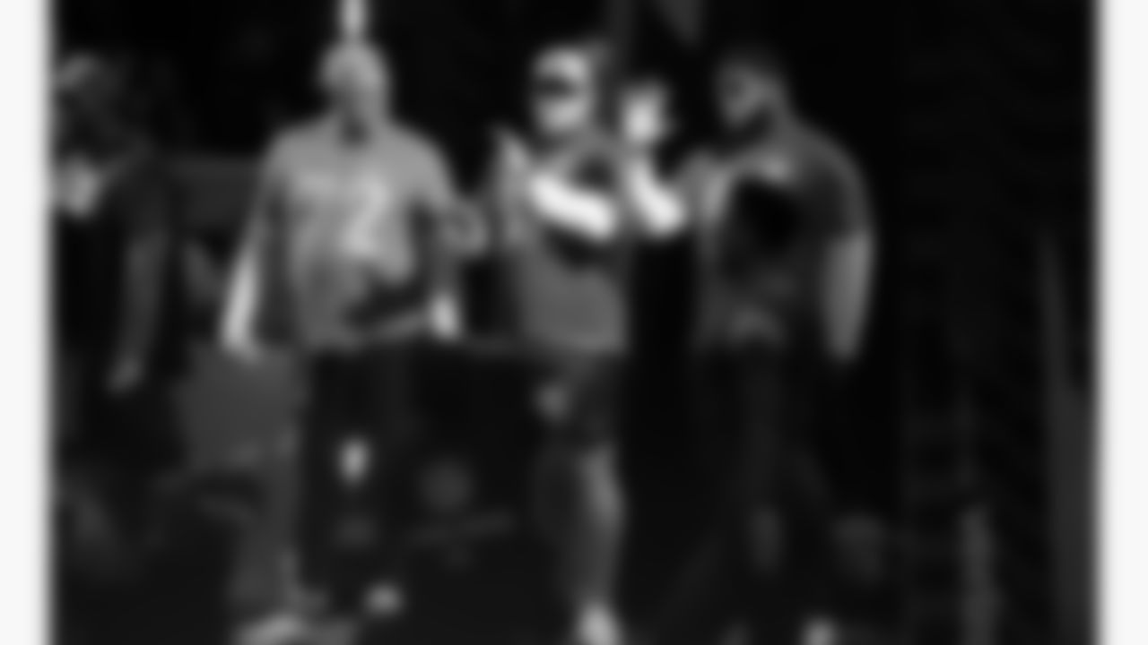 Kansas City Chiefs offensive lineman Trey Smith (65) and Kansas City Chiefs center Creed Humphrey (52) before the 2026 NFL Pro Bowl in San Francisco, California on Tuesday, February 3, 2026.