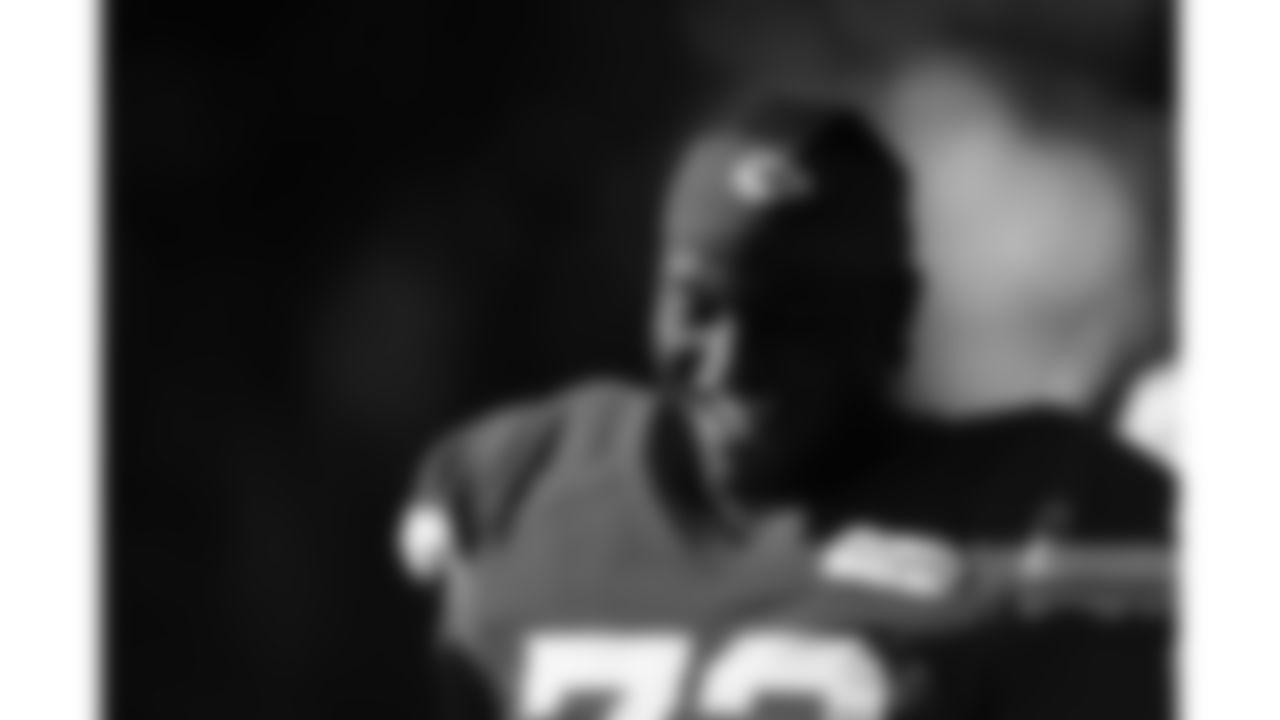 Kansas City Chiefs tackle Chukwuebuka Godrick (72) arrives at day 6 of training camp practice on Monday, July 28, 2025.