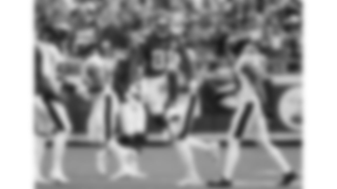 Kansas City Chiefs wide receiver Nikko Remigio (81) celebrates during the week 2 NFL football game against the Philadelphia Eagles, Sunday, September 14, 2025 in Kansas City, MO.