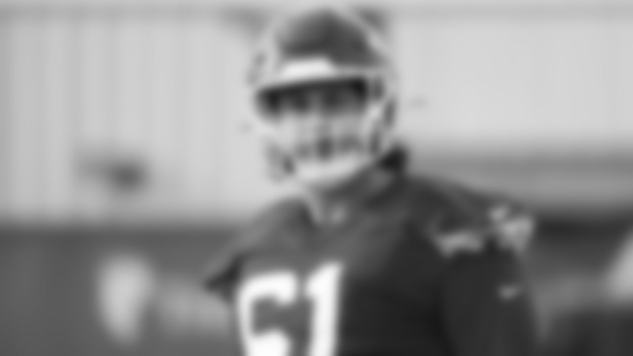 Kansas City Chiefs center Austin Reiter (61) during practice for the Week 15 NFL football game on Thursday, December 14, 2023 in Kansas City, MO.