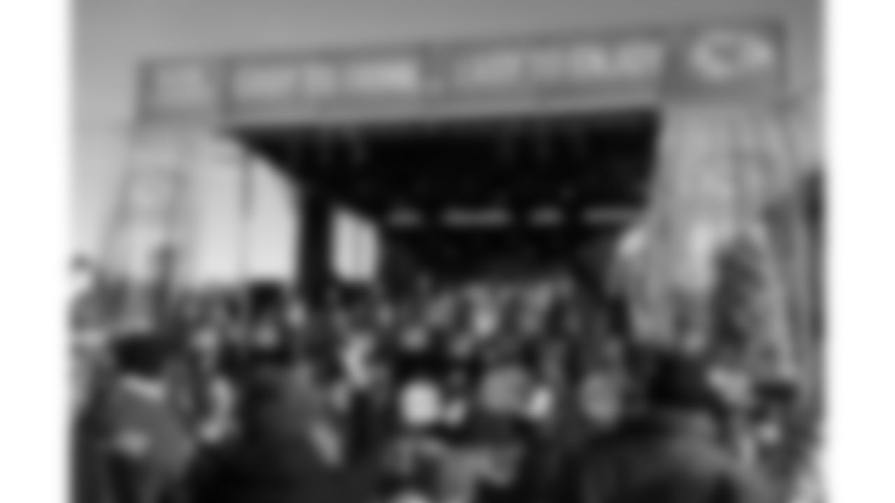 Chiefs Rumble performs prior to a week 15 NFL Football game against the Los Angeles Chargers on Sunday, December 14, 2025 in Kansas City, MO.