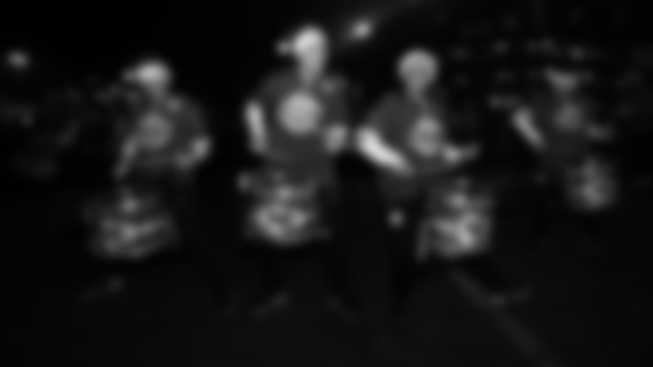 The Kansas City Chiefs Cheerleaders and Entertainment teams prior to a week 17 NFL Football game against the Denver Broncos on December 25, 2025 in Kansas City, MO.