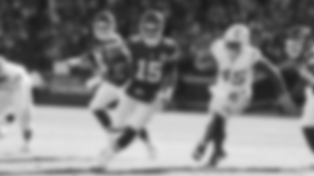 Kansas City Chiefs quarterback Patrick Mahomes (15) scrambles to the goal line during an NFL week 15 matchup against the Los Angeles Chargers, Sunday December 14, 2025.