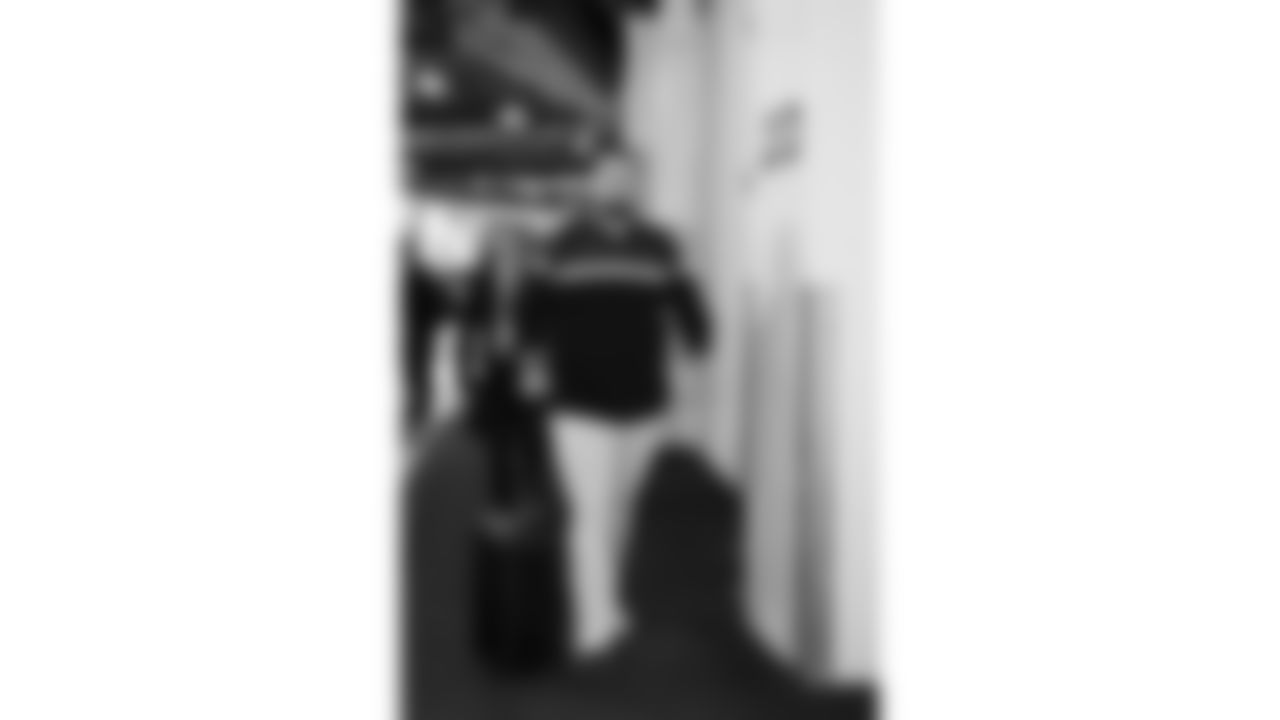 Kansas City Chiefs offensive lineman Michael Caliendo (66) arrives prior to a week 11 NFL Football game against the Denver Broncos on Sunday, November 16, 2025 in Denver, Colorado.