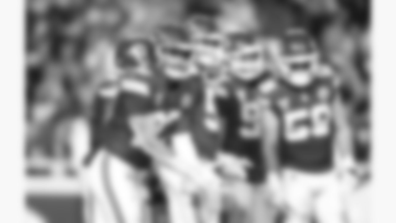 Kansas City Chiefs middle linebacker Drue Tranquill (23) reacts during a week 17 NFL football game against the Denver Broncos, Thursday, December 25, 2025 in Kansas City, MO.