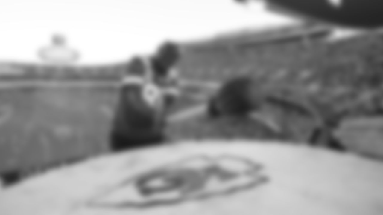 Carlos Carson beats the drum on the GEHA drum deck prior to a preseason week 3 NFL football game against the Chicago Bears, Friday, August 22, 2025 in Kansas City, MO.
