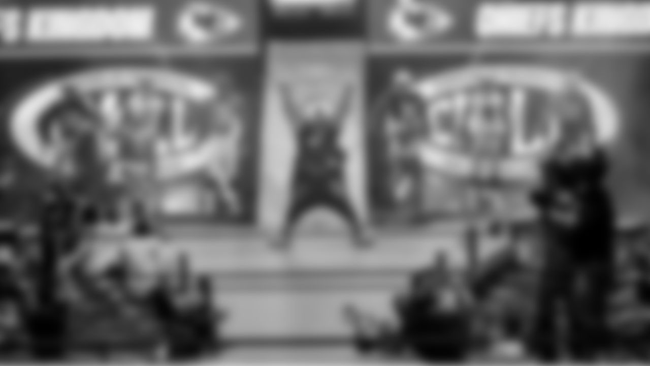 KC Wolf performs alongside other NFL Mascots at the 2023 Mexico Mascot Lucha Libre.