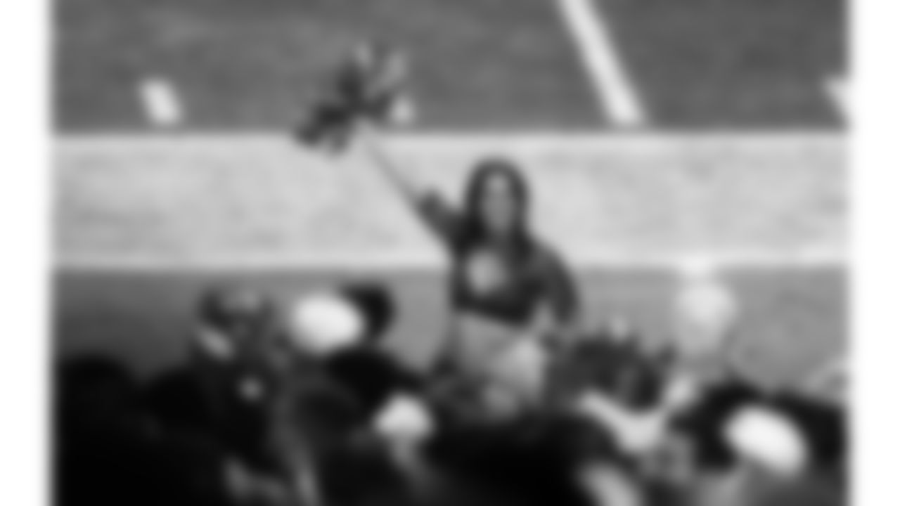 The Kansas City Chiefs Cheerleaders and Entertainment teams during a week 17 NFL Football game against the Denver Broncos on December 25, 2025 in Kansas City, MO.