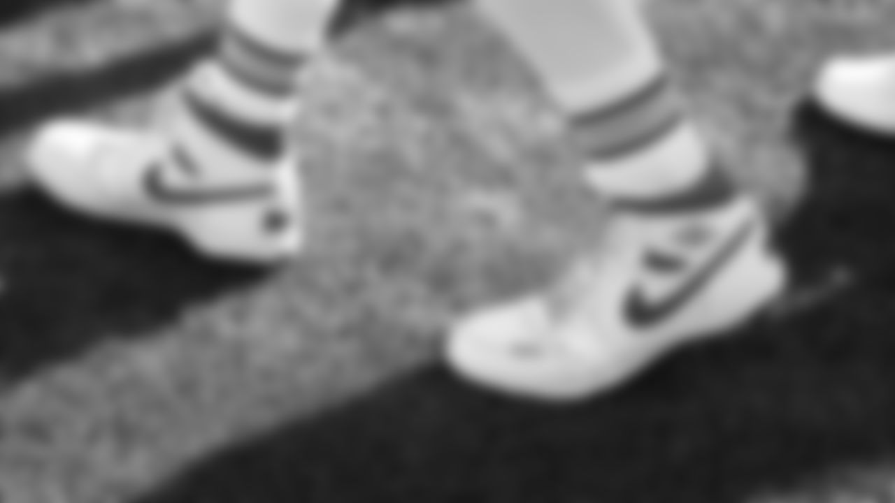 `A Kansas City Chiefs players cleats prior to a week 11 NFL Football game against the Denver Broncos on Sunday, November 16, 2025 in Denver, Colorado.