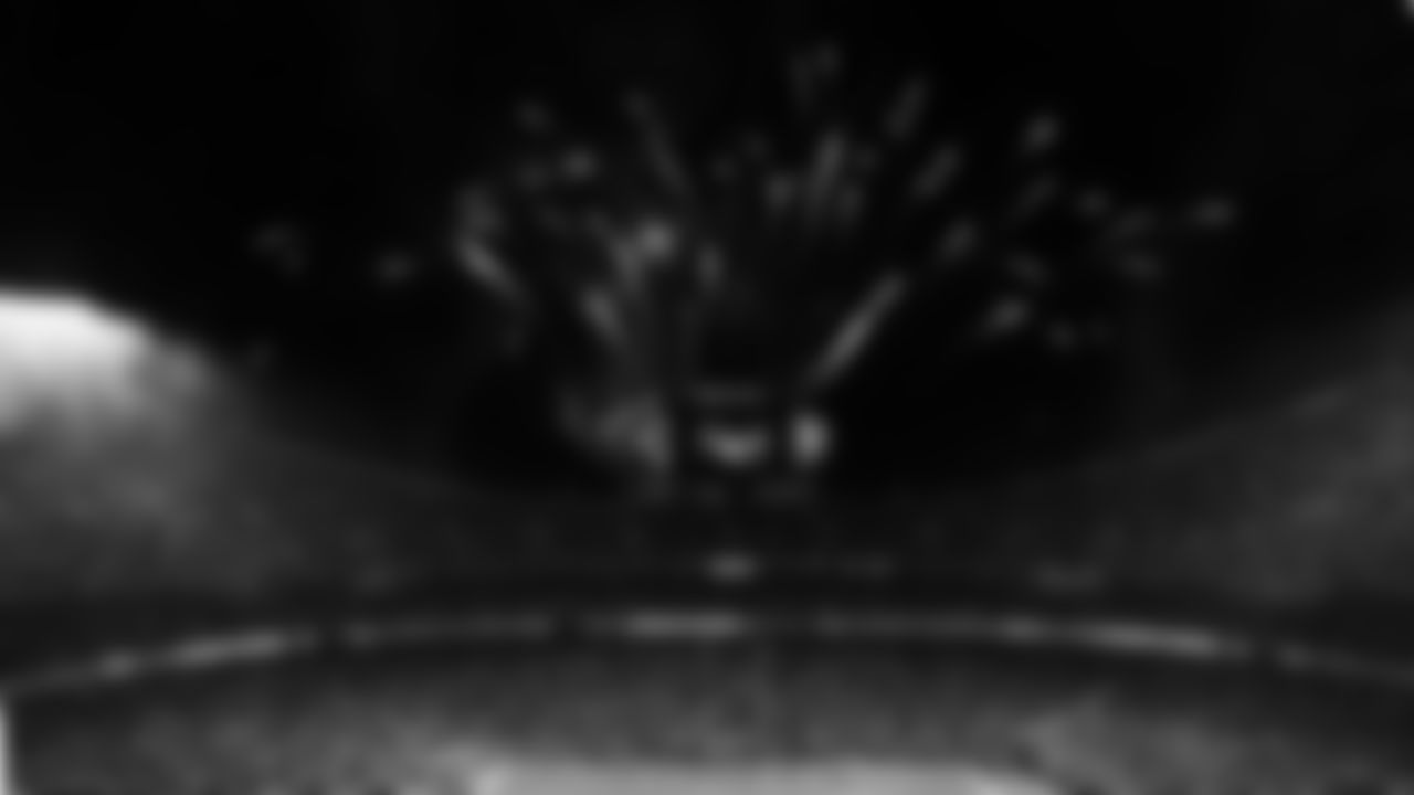 Fireworks prior to an NFL week 14 matchup against the Houston Texans, Sunday December 7, 2025.