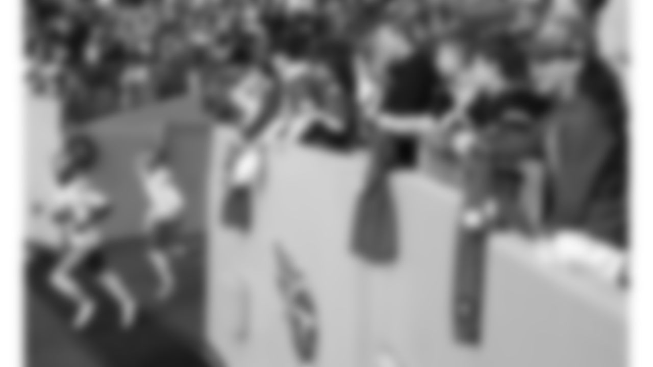 Kansas City Chiefs running back Brashard Smith (24) and wide receiver Xavier Worthy (1) enters the field prior to a week 16 NFL Football game against the Tennessee Titans on Sunday, December 21, 2025 in Nashville, Tennessee.