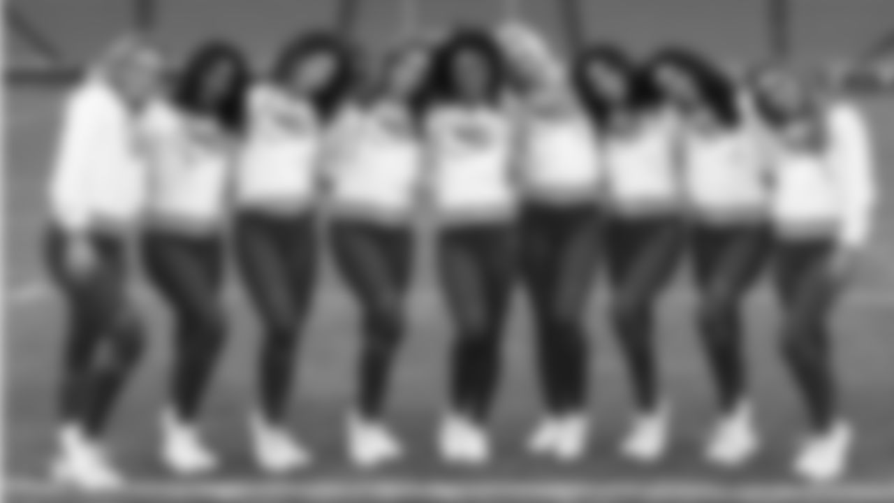 The Kansas City Chiefs Cheerleaders and Entertainment teams prior to a week 17 NFL Football game against the Denver Broncos on December 25, 2025 in Kansas City, MO.