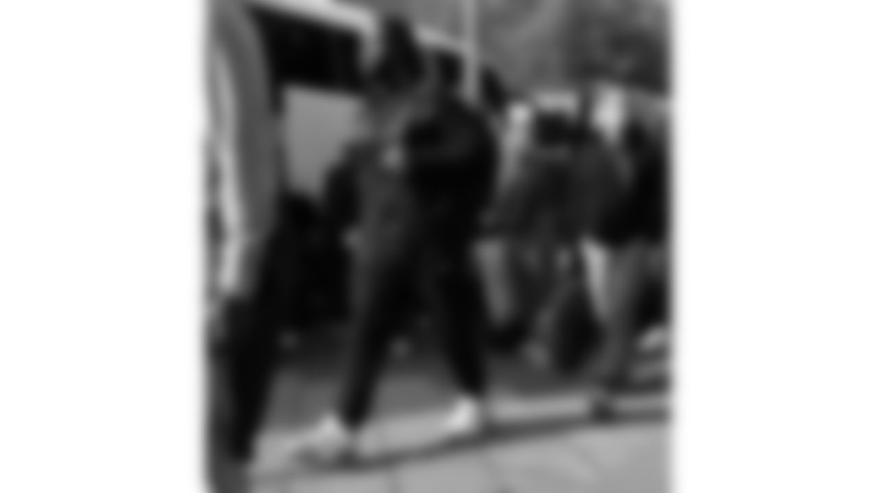 Kansas City Chiefs defensive end Mike Danna (51) arrives in Frankfurt ahead of the NFL regular season week 9 game on Friday, November 3, 2023.