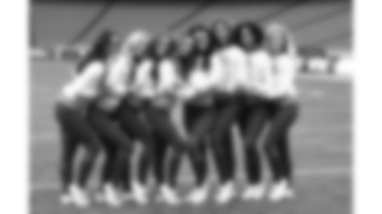 The Kansas City Chiefs Cheerleaders and Entertainment teams prior to a week 17 NFL Football game against the Denver Broncos on December 25, 2025 in Kansas City, MO.