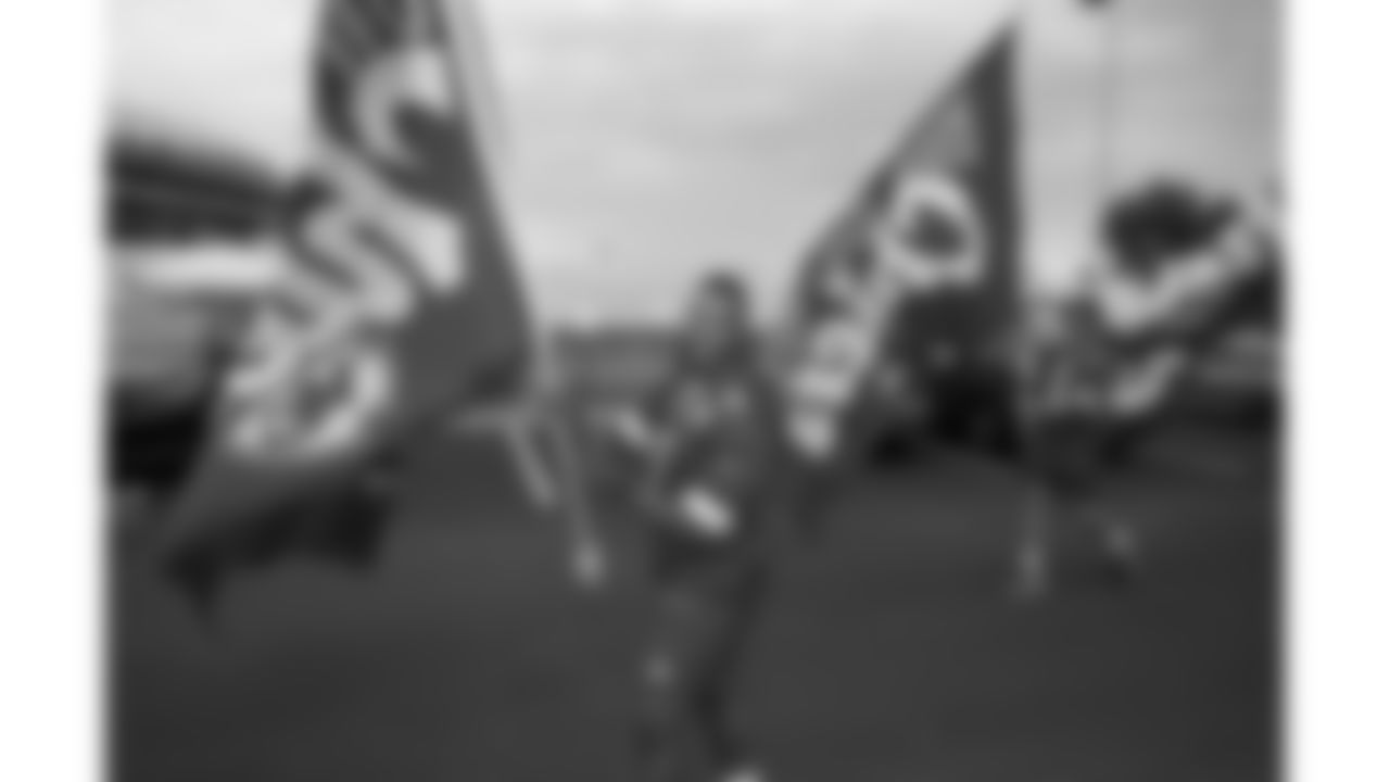 A flag runner prior to the week 6 NFL football game against the Detroit Lions, Sunday, October 12, 2025 in Kansas City, MO.
