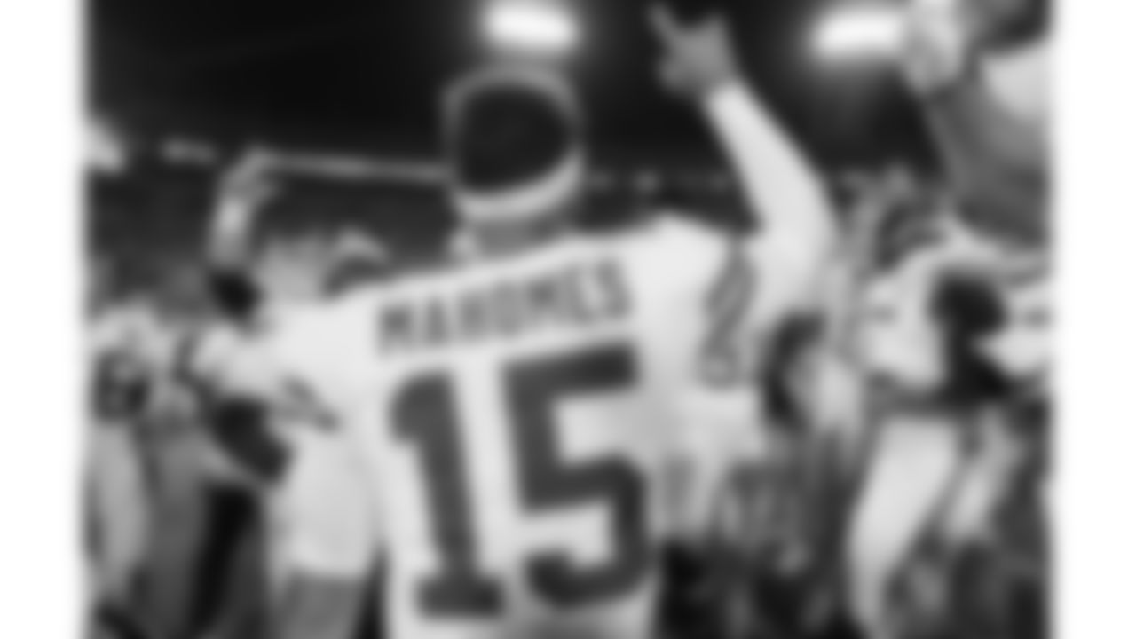 Kansas City Chiefs quarterback Patrick Mahomes (15) prior to a week 5 NFL football game against the Jacksonville Jaguars, Monday, October 6, 2025, in Jacksonville, FL.