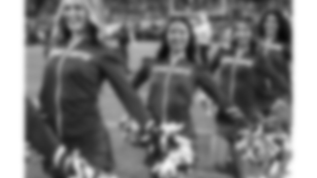 The Kansas City Chiefs Cheerleaders and Entertainment teams prior to a week 17 NFL Football game against the Denver Broncos on December 25, 2025 in Kansas City, MO.