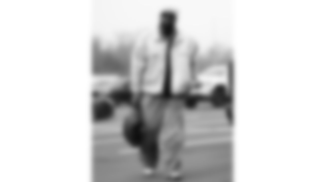 Kansas City Chiefs nose tackle Mike Pennel (69) arrives prior to a week 12 NFL Football game against the Indianapolis Colts on Sunday, November 23, 2025 in Kansas City, MO