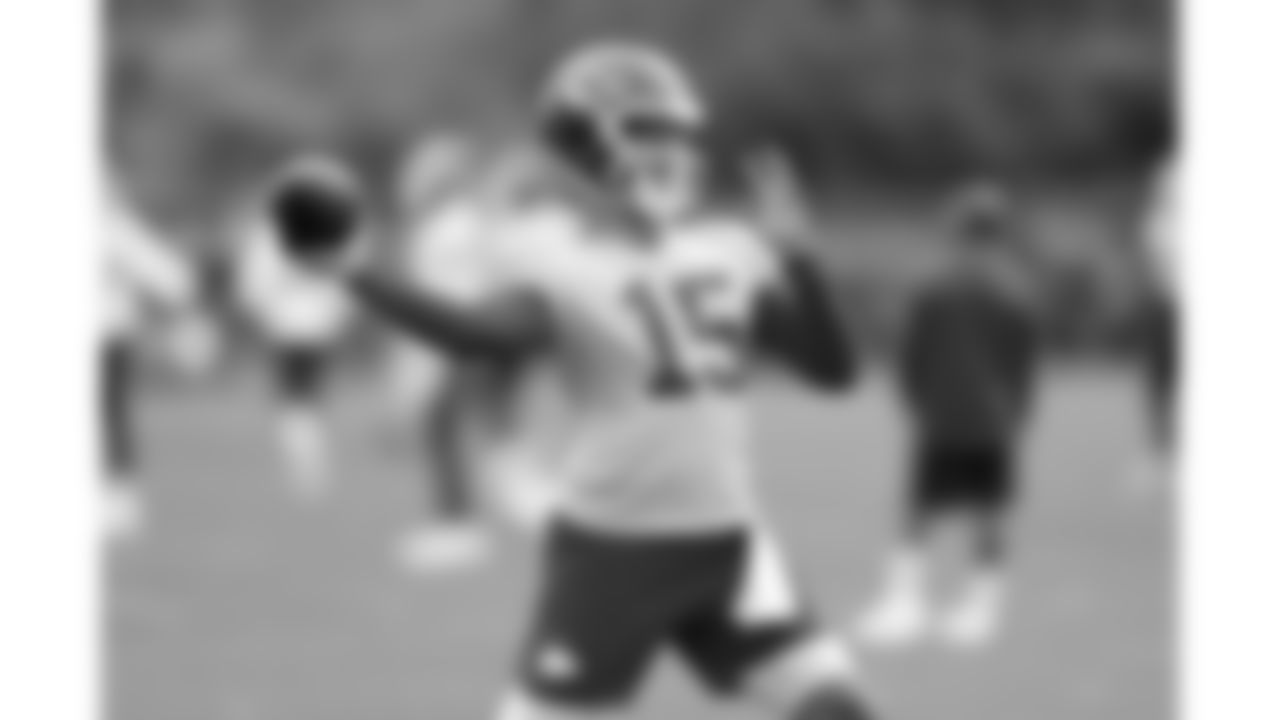 Kansas City Chiefs quarterback Patrick Mahomes (15) at practice during phase 3 of OTAs on Friday, June 13, 2025 in Kansas City, MO.