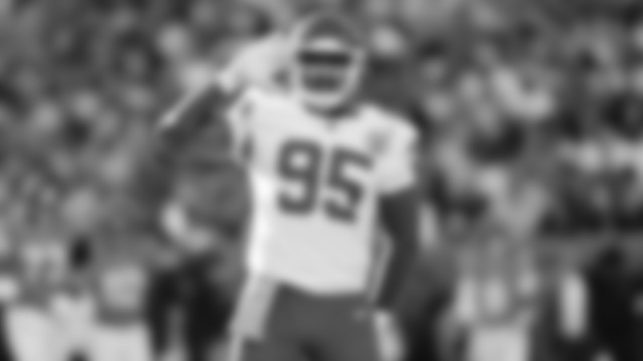 Kansas City Chiefs defensive tackle Chris Jones (95) celebrates during a week 11 NFL Football game against the Denver Broncos on Sunday, November 16, 2025 in Denver, Colorado.