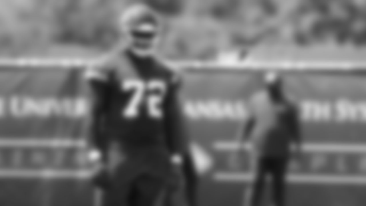 Kansas City Chiefs tackle Chukwuebuka Godrick (72) practices during phase 3 of OTAs on Monday June 2, 2025 in Kansas City, MO.