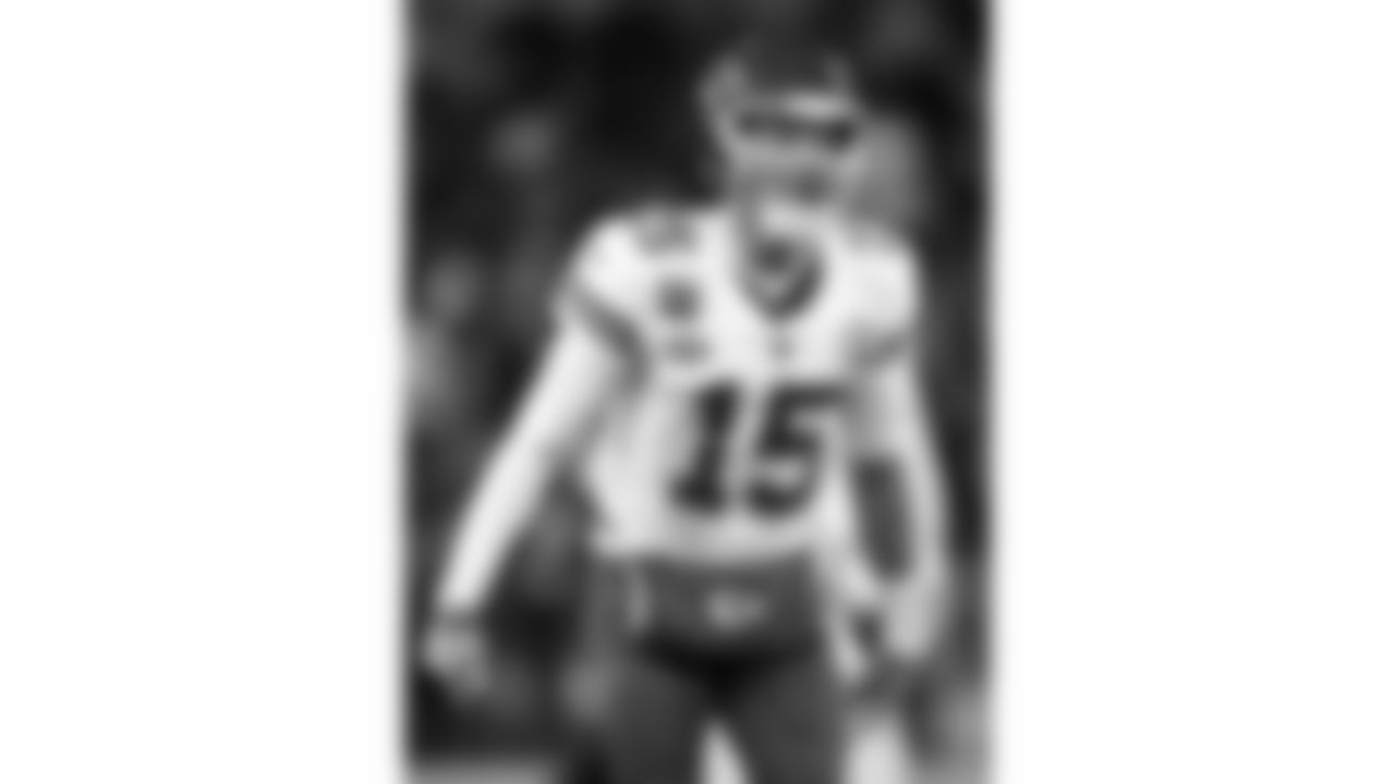 Kansas City Chiefs quarterback Patrick Mahomes (15) celebrates after completing a pass to wide receiver Marquez Valdes-Scantling (11) during the AFC Championship Game against the Baltimore Ravens on Sunday, January 28, 2024 in Baltimore, MD.