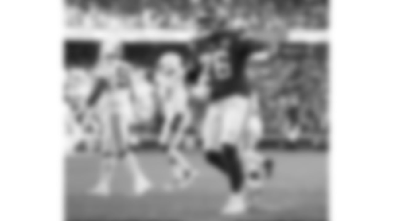 Kansas City Chiefs tackle Kingsley Suamataia (76) celebrates during a week 12 NFL football game against the Indianapolis Colts, Sunday, November 23, 2025 in Kansas City, MO.