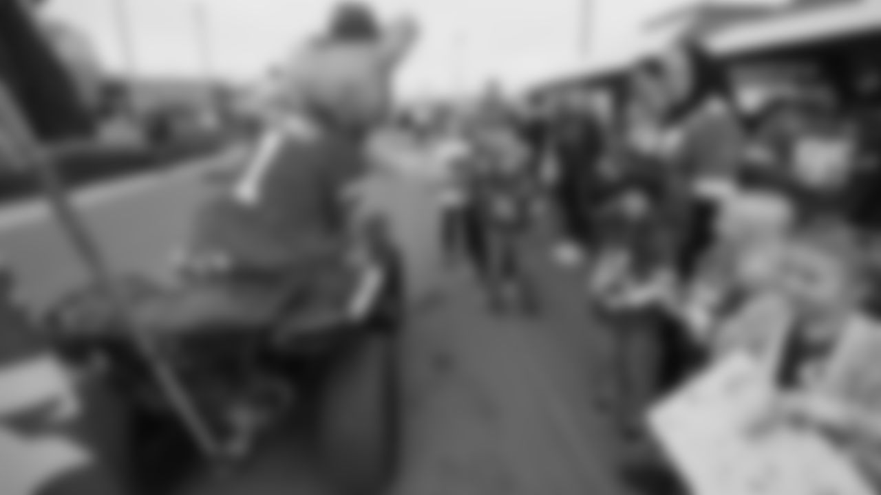 KC Wolf interacting with fans prior to a week 12 NFL Football game against the Indianapolis Colts on Sunday, November 23, 2025 in Kansas City, MO