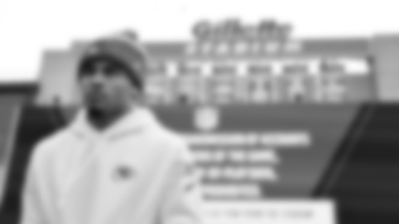 Kansas City Chiefs cornerback Trent McDuffie (22) prior to the regular season Week 15 NFL Football Game in Foxborough, MA on Sunday, December 17, 2023.